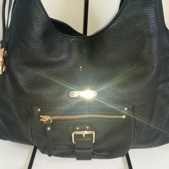 MICHAEL KORS "Austin" Black Pebbled Leather Hobo Shoulder Bag - Picture 3 of 16